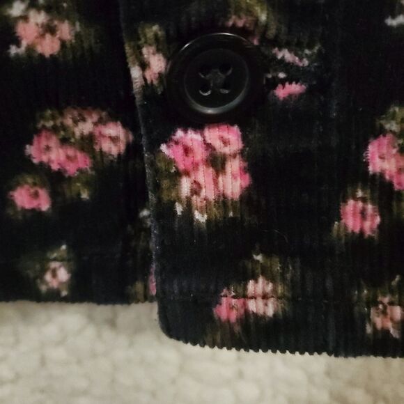 Children's Place Girl's Corduroy Jumper Dress, Black w/Pink Floral, Size 10 - Picture 8 of 14
